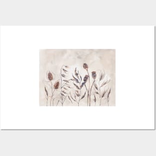 Beige Dried wildflowers Posters and Art